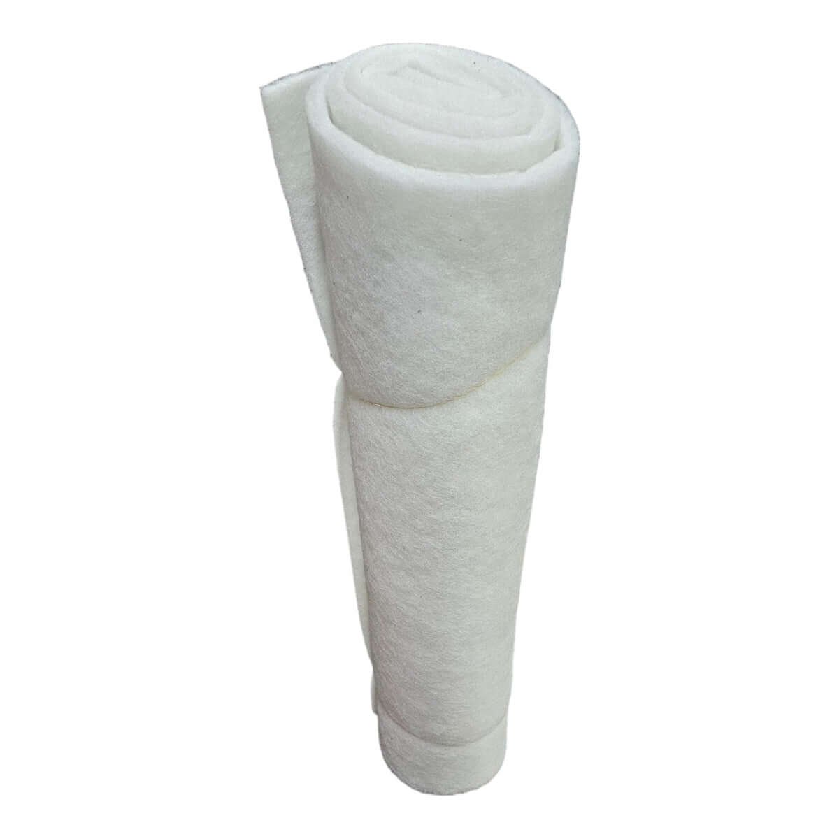 Rolled white aquarium filter mat 2m x 1m, ideal for effective filtration in fish tanks and aquariums.