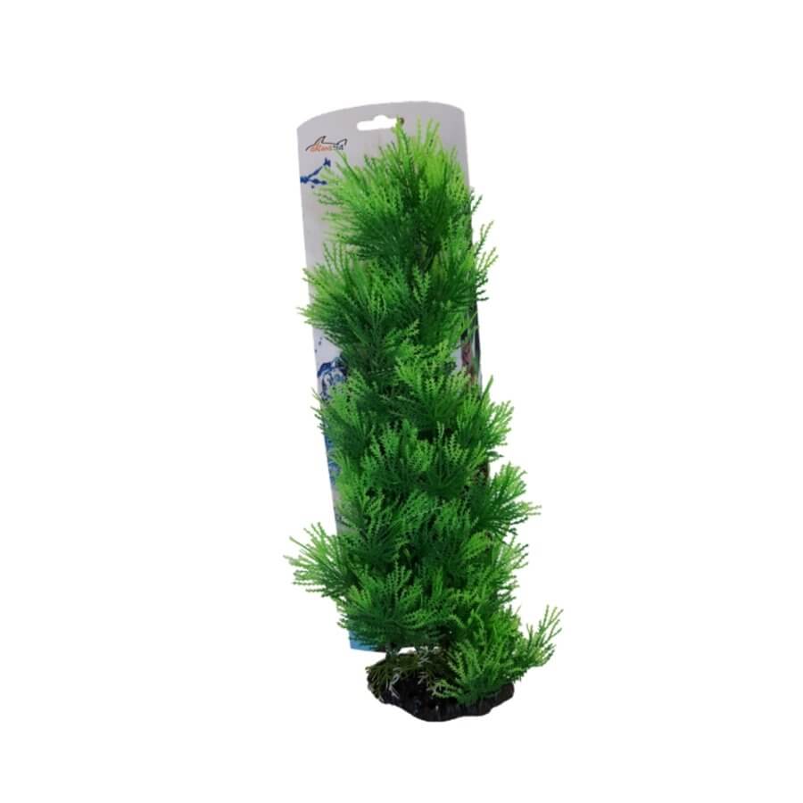 Aquarium Plastic Plant PP7004 in vibrant green, 13x5x48cm, ideal for fish tank decoration and low maintenance.
