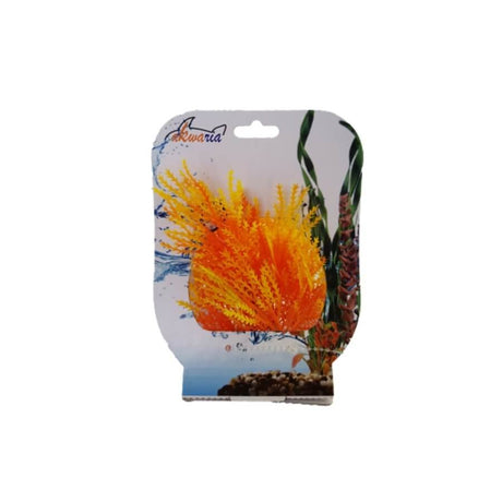 Aquarium Plastic Plant PP7709 vibrant orange artificial decoration for fish tanks, low maintenance and colorful ornament.