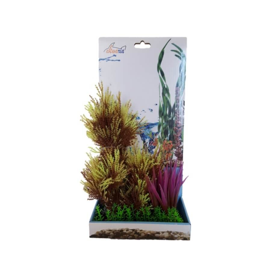 Aquarium Plastic Plant PP8141 vibrant artificial decoration for fish tanks, with ceramic base and low maintenance design.