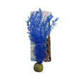 Aquarium Plastic Plant PP8507 in vibrant blue, artificial decoration for fish tanks, ceramic base, 7 x 10 x 22cm size.