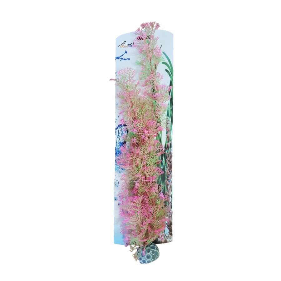 Artificial plastic aquarium plant PP8525 with vibrant pink and green colors, ideal for fish tank decoration.