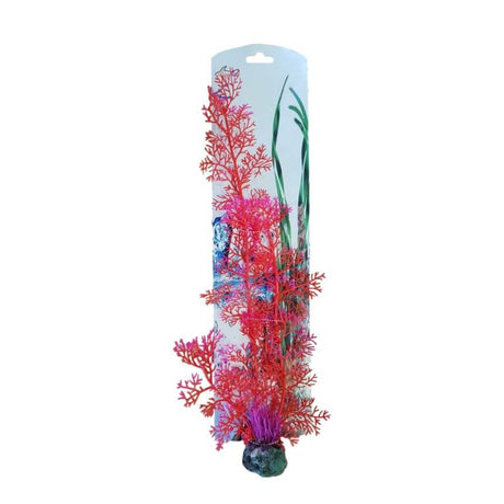 Vibrant red artificial aquarium plant PP8915L for fish tank decoration, 17x10x45cm, low maintenance and colorful.