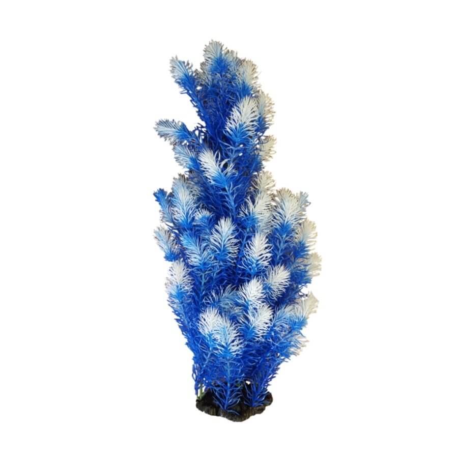 Aquarium Plastic Plant PP9124 in vibrant blue and white, perfect for fish tank decoration and enhancing aquarium aesthetics.