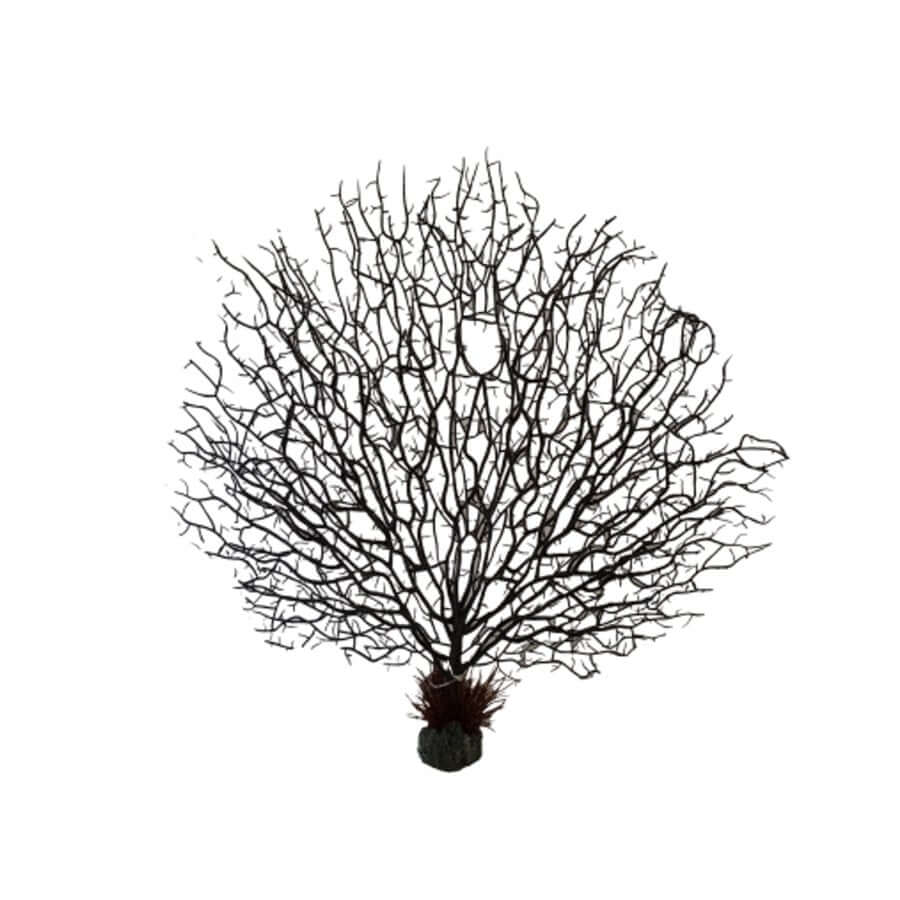 Artificial aquarium plant PP9127 with intricate branches, ceramic base, vibrant colors for fish tank decoration.