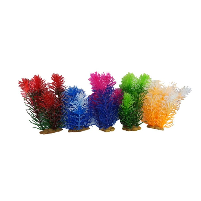 Vibrantly colored aquarium plastic plants in a variety of colors, perfect for fish tank decoration and low maintenance care.