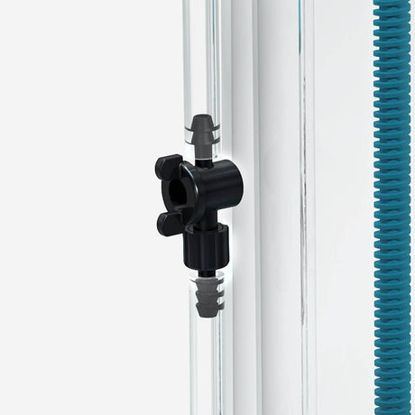 Close-up of Aquavitro element Ca Calcium Reactor valve and tubing for efficient calcium maintenance in reef aquaria.
