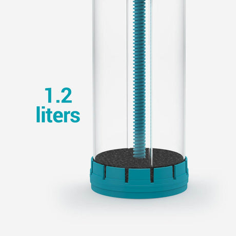 Aquavitro element M Media Reactor showing its 1.2-liter capacity and compact design for filter media use.