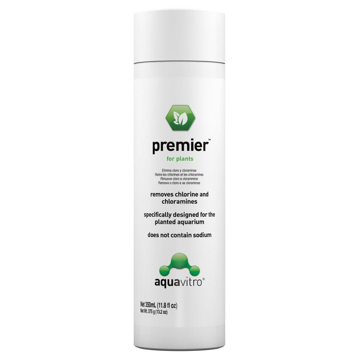 Aquavitro Plant Premier 350ml conditioner for planted aquariums, removes chlorine and chloramines, non-acidic formula.