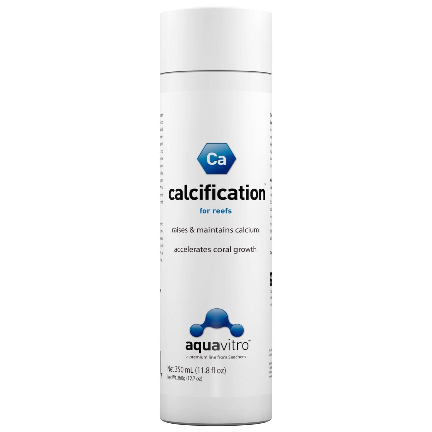Aquavitro Calcification for reefs, 350 mL bottle, raises calcium levels and accelerates coral growth.