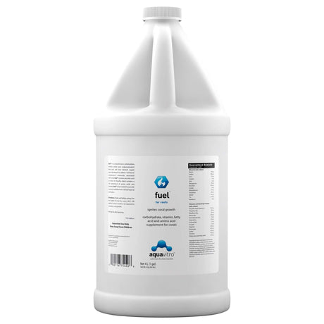 Aquavitro Reef Fuel supplement for coral growth, featuring nutrients and vitamins for optimal aquarium health.