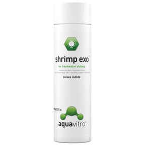 Aquavitro Shrimp exo 150ml bottle for freshwater shrimp, raises iodide and replicates ideal aquatic environment.