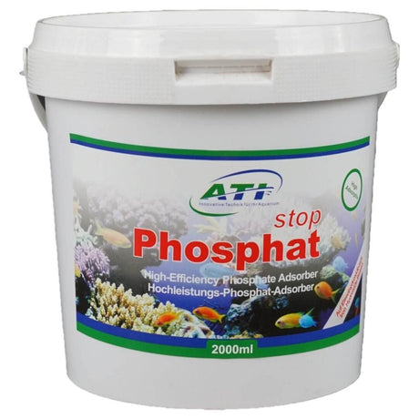 ATI Phosphate Stop Po4 Media bucket designed to reduce phosphates for a healthy aquarium environment. 2000ml capacity.