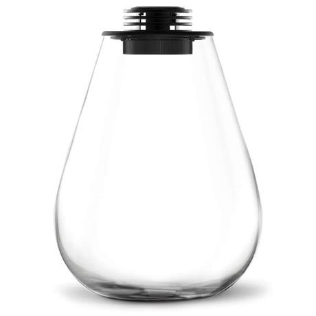 Clear glass Bioloark Bio Bottle Terrarium with black lid, designed for nurturing indoor plants.