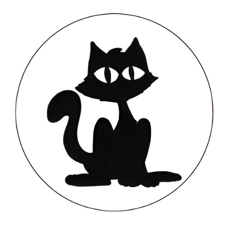 Black cat silhouette design for pet ID tag, perfect for showcasing your pet's personality.