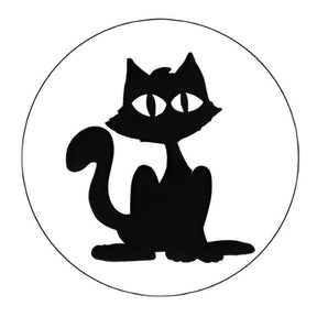 Black cat silhouette design for pet ID tag, perfect for showcasing your pet's personality.