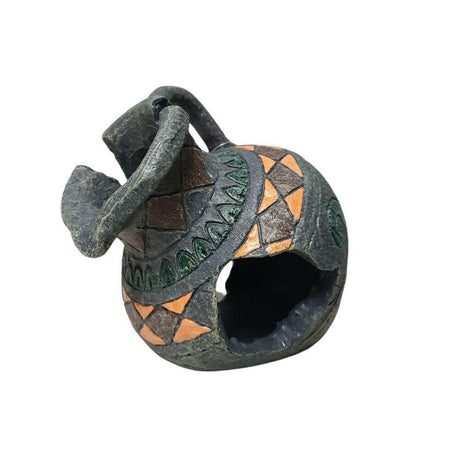 Broken pot aquarium ornament featuring intricate design and realistic texture, perfect for adding charm to aquatic settings.