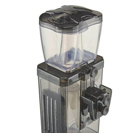 Bubble Magus QQ2 Internal Nano Protein Skimmer with clear collection cup and adjustable pump for aquarium maintenance.