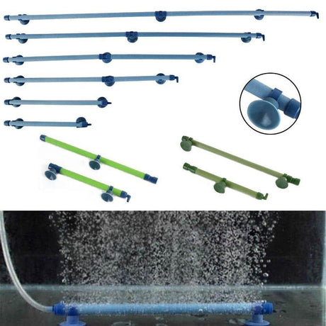 Various Bubble Wall Air Stones for aquariums showcasing air diffusion and bubble production in water.