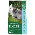 Burgess Excel Junior and Dwarf Rabbit Nuggets bag with mint, featuring two rabbits on the lawn, promoting healthy nutrition for rabbits.