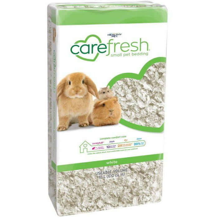 Carefresh Small Animal Paper Bedding 10L, soft and safe bedding for small pets with odor control and dust-free features.