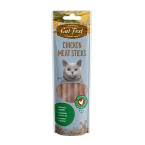 Cat Fest Chicken Meat Sticks 45g pack for cats, featuring tender chicken treats with natural ingredients.