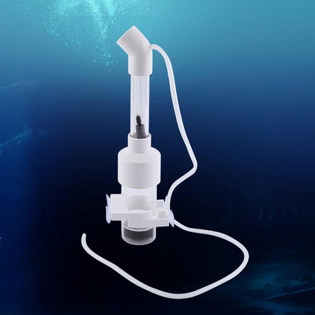 Cichlids egg tumbler incubator with suction tube, designed for hatching fish eggs in aquatic nurseries.