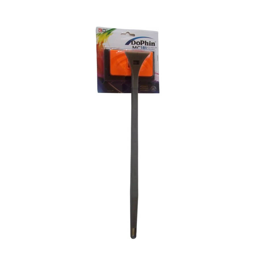 Dophin Aquarium Scraper MC-101 tool for cleaning aquarium glass, featuring a sharp blade and removable pad for algae removal.