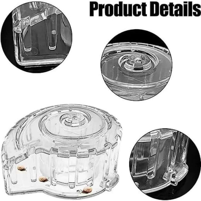 Dophin Aquarium Snail Catcher showing product details with clear design and functional components for efficient snail trapping.