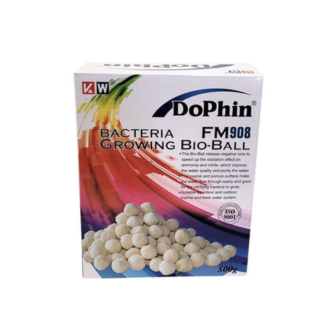 Dophin Bacteria Balls 500g package for water purification and nitrifying bacteria growth. Suitable for freshwater and marine systems.