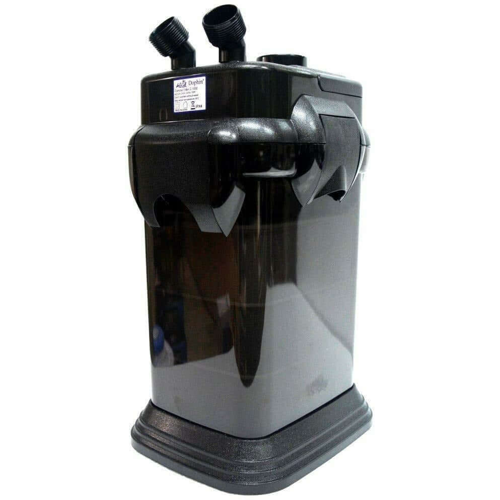 Dophin Canister Filter with valve taps and pump connectors, designed for efficient water filtration setup.