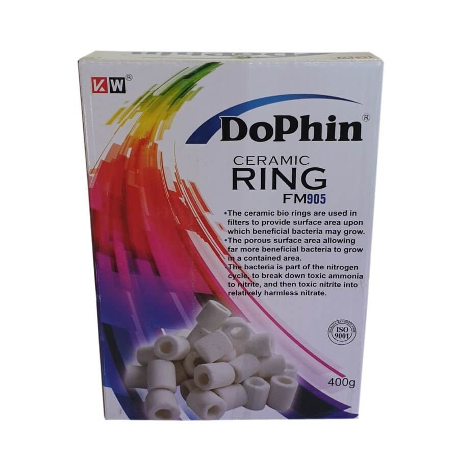 Dophin Ceramic Rings 400g for aquarium filters, enhancing beneficial bacteria growth and supporting the nitrogen cycle.