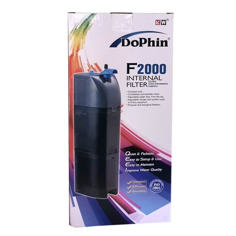 Dophin F2000 Internal Filter packaging, showcasing its compact and efficient design for improved water quality.