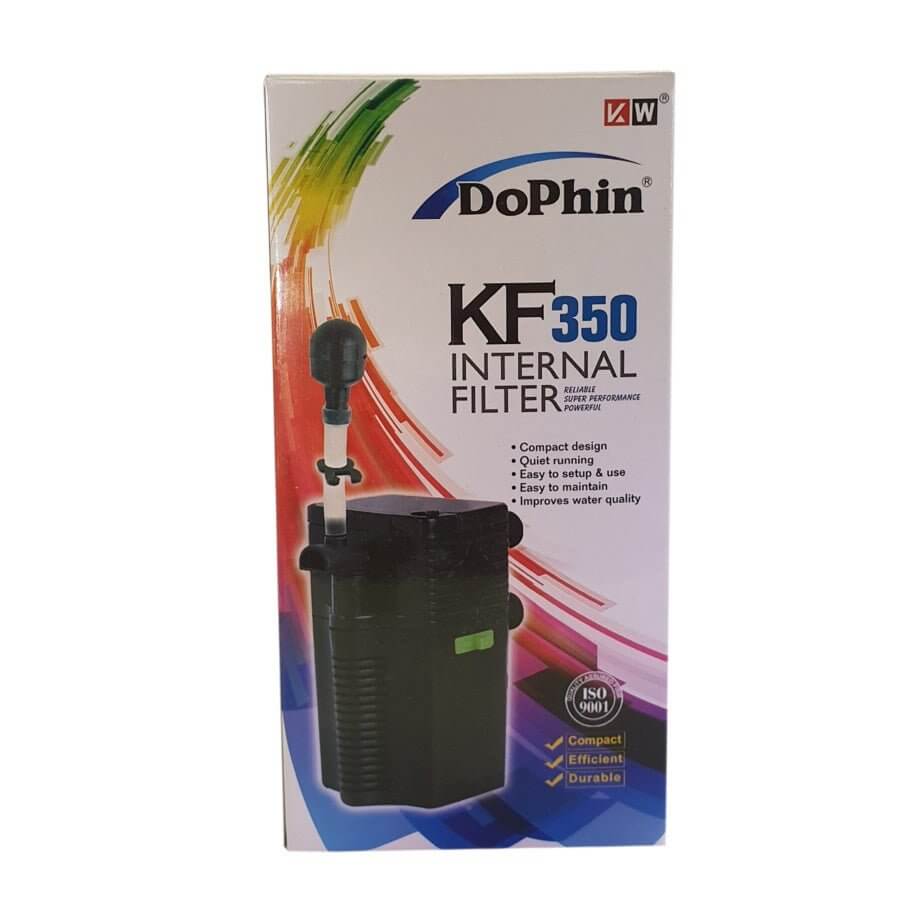 Dophin KF350 Internal Filter packaging showcasing its compact design and efficient water quality improvement features.