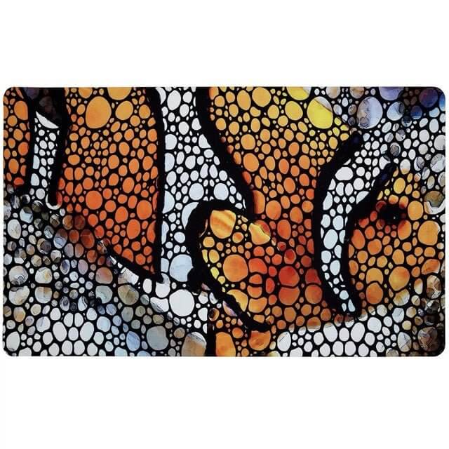 Colorful Flipper Clownfish Anti-Fatigue Floor Mat with unique artwork and waterproof design, perfect for any room or aquarist gift.