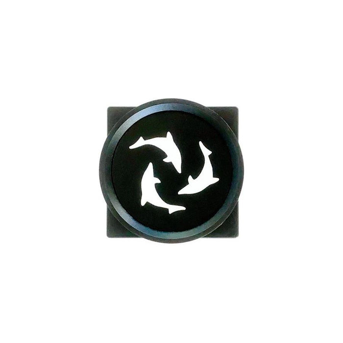 Flipper Pico Aquarium Magnet Cleaner logo featuring three dolphins in a swirling design on a black background.