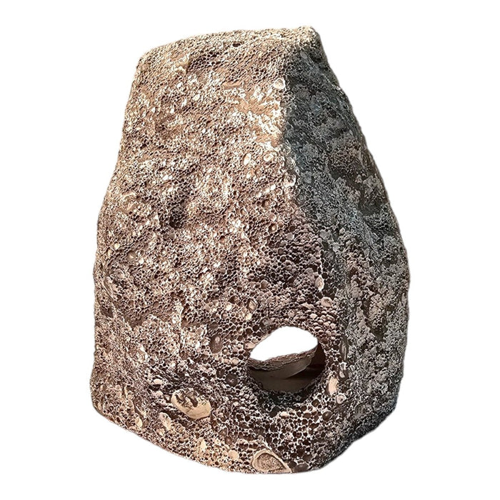 Grain Stone Cave Ornament Small ceramic aquarium hiding spot with 3cm opening for fish, 9x7.8x10.5cm size.