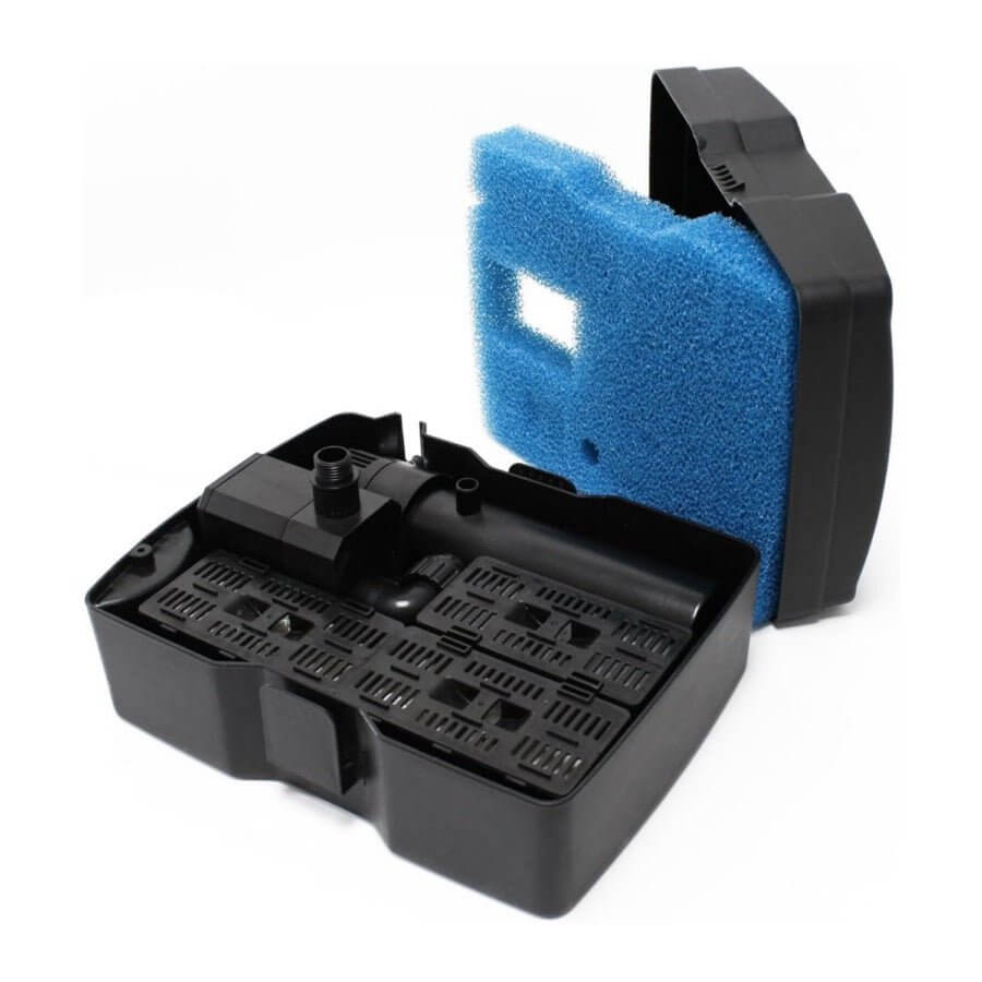 Grech CUF Pond Series internal fountain filter with UV light, featuring an integrated pump and blue foam.