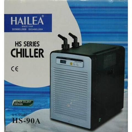 Hailea HS-90A aquarium chiller with digital LCD control and super silent design for effective water temperature management.