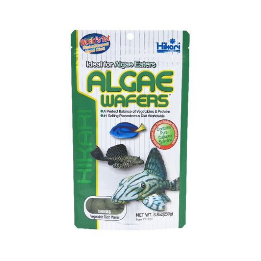 Hikari Tropical Algae Wafers 82g packaging, ideal diet for algae eaters and plecostomus, rich in vegetables and proteins.