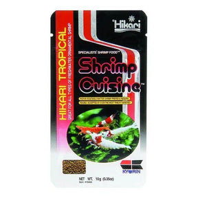 Hikari Tropical Shrimp Cuisine 10g pack for freshwater shrimp, rich in vegetables and nutrients for optimal health.
