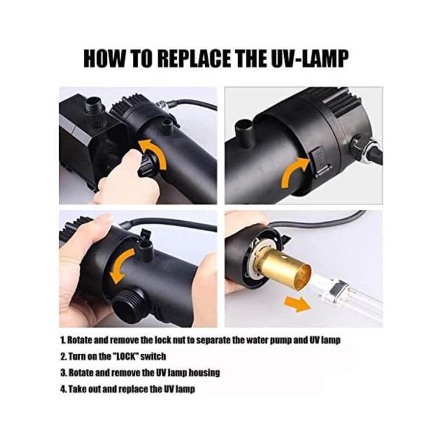 Instructions for replacing the UV lamp in the Grech Pond Internal Fountain Pond Filter system.