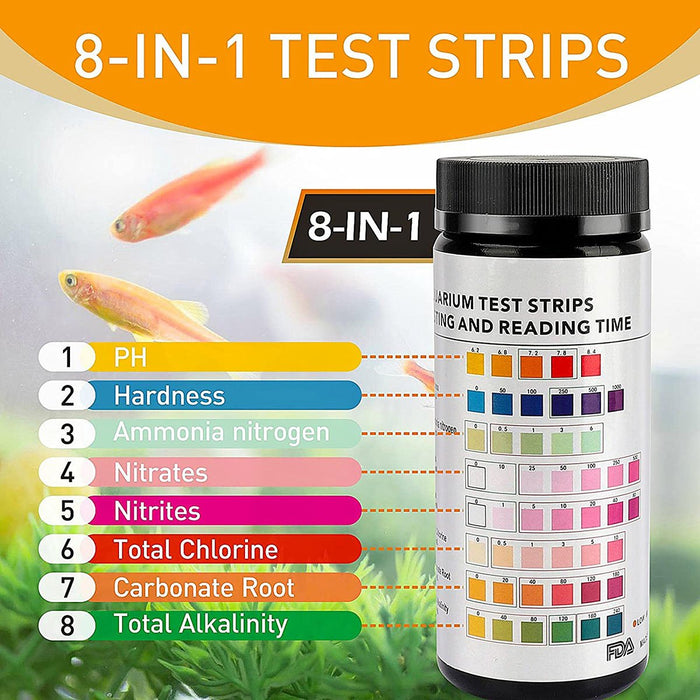 Hygger 8-in-1 Aquarium Water Test Strips - Buy Online - Jungle Aquatics