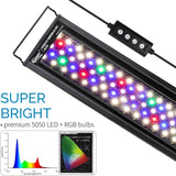 Hygger Planted LED Aquarium Lights with premium 5050 LED and RGB bulbs, showcasing vibrant illumination for aquariums.