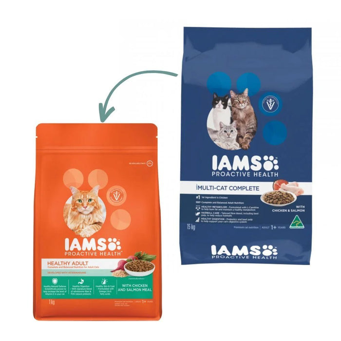 Iams Adult Chicken and Salmon Cat Food 3kg - Buy Online - Jungle Aquatics