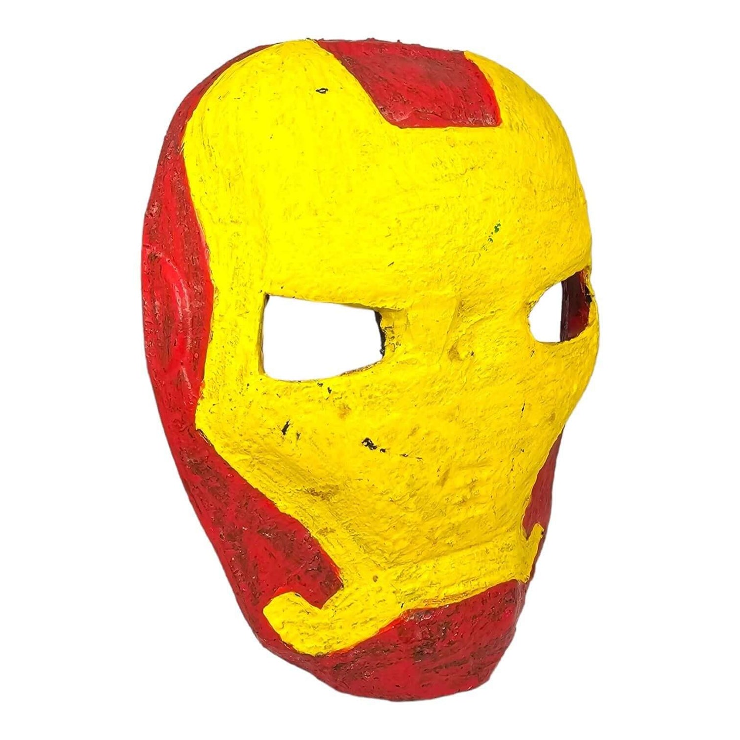 Iron Man mask aquarium ornament, vibrant red and yellow design, approx size 16 x 19cm, perfect for fish tanks and decoration.