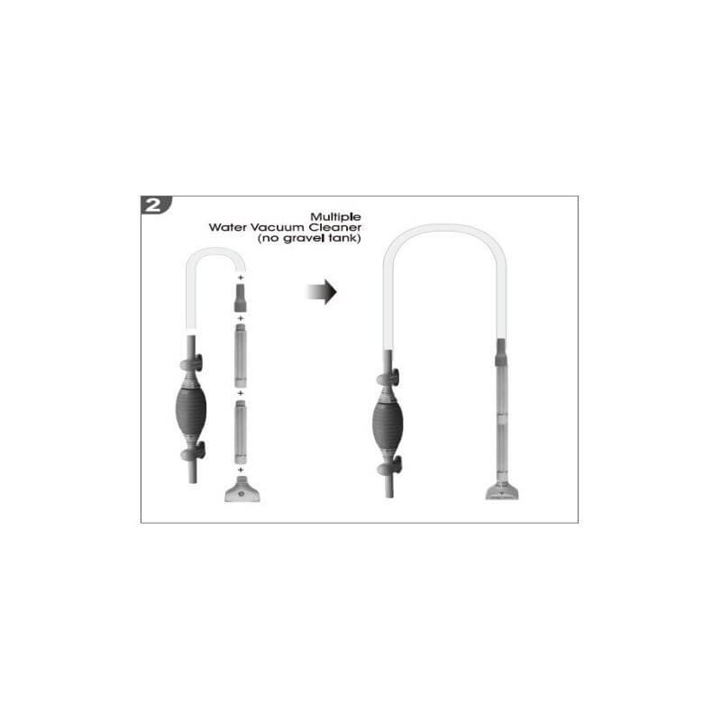 Ista Water Vacuum Cleaner design diagram showing multiple uses without gravel tank, ideal for effective algae removal.