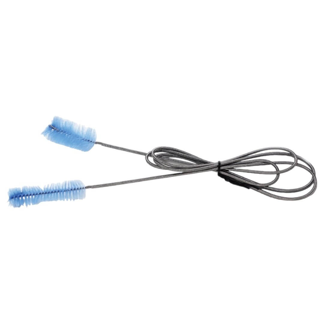 Ista Hose Pipe Brush with double-ended long bristles for cleaning pipes and glass tubes, made from durable stainless steel.