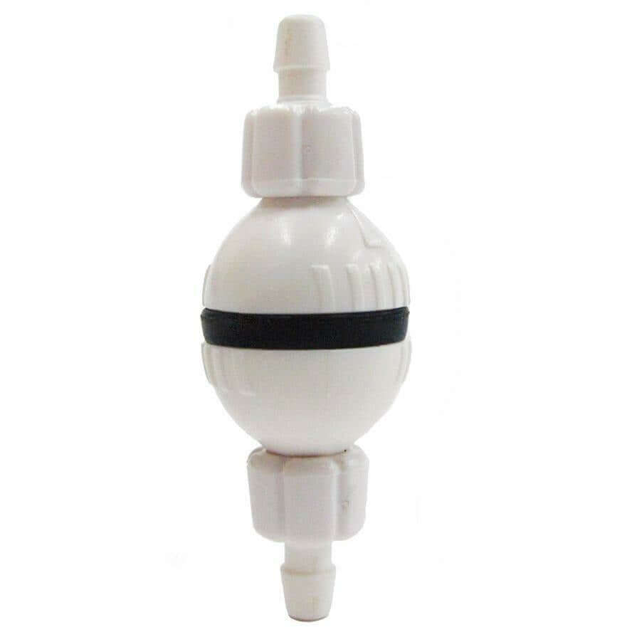 ISTA Spring Stop Check Valve in white, designed for preventing backflow in air pump and CO2 applications. Easy to clean.