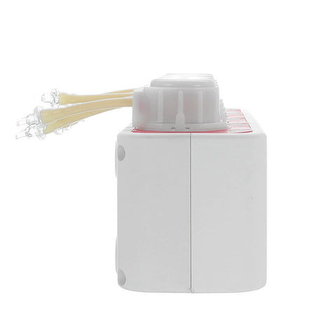 Side view of the Jebao 3.4 WiFi dosing pump with connected tubing for precise additive dosing.